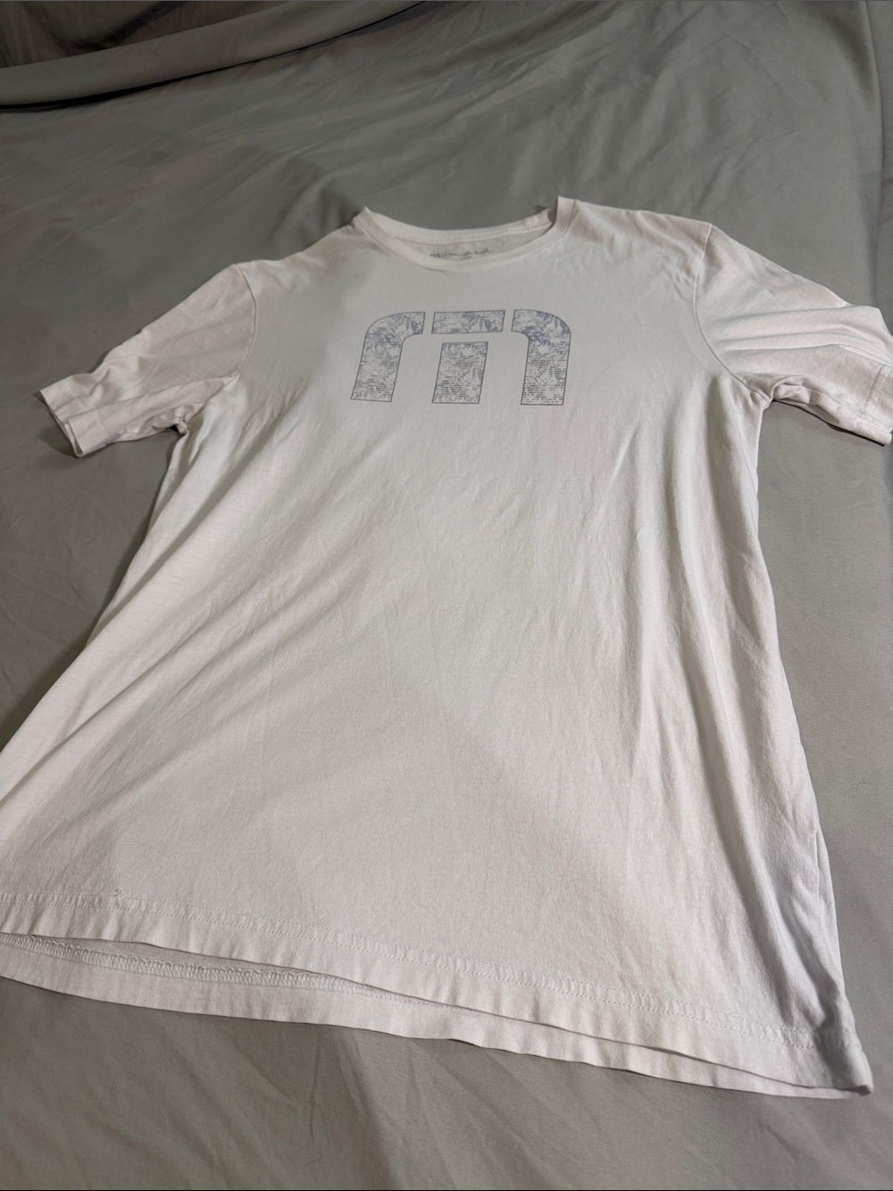 Travis Mathew White Floral Logo Crew Tee
